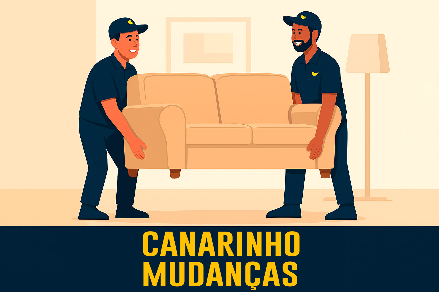 Equipe de mudança profissional e uniformizada